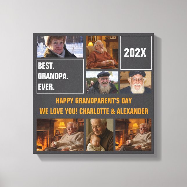 Best Grandpa Ever Photo Collage and Custom Text Leinwanddruck (Vorderseite)