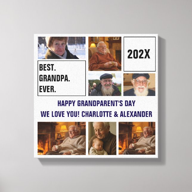 Best Grandpa Ever Photo Collage and Custom Text Leinwanddruck (Vorderseite)