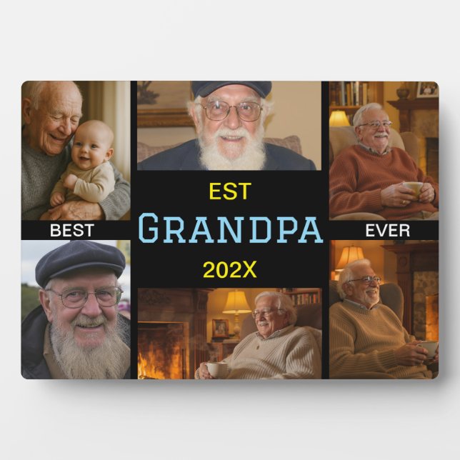 Best Grandpa Ever Photo Collage Fotoplatte (Vorderseite)