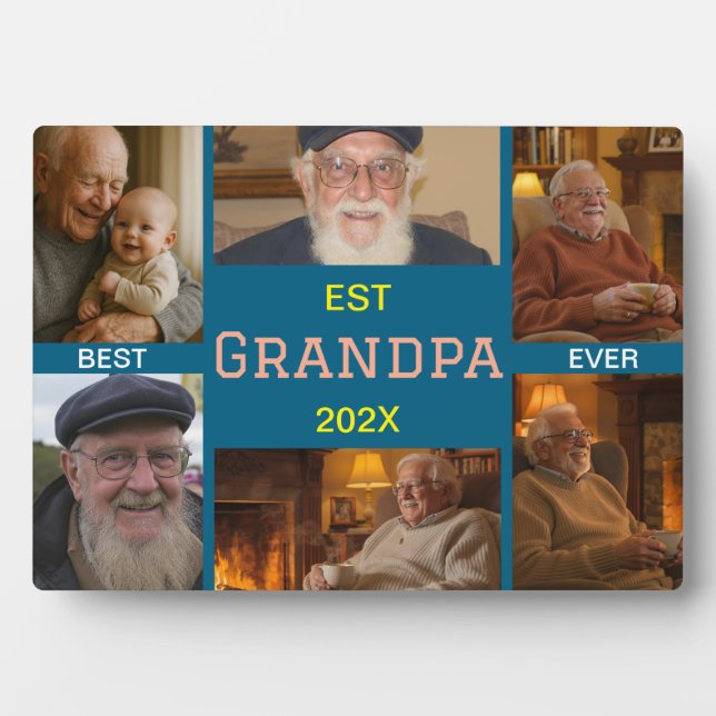 Best Grandpa Ever Photo Collage Fotoplatte (Vorderseite)
