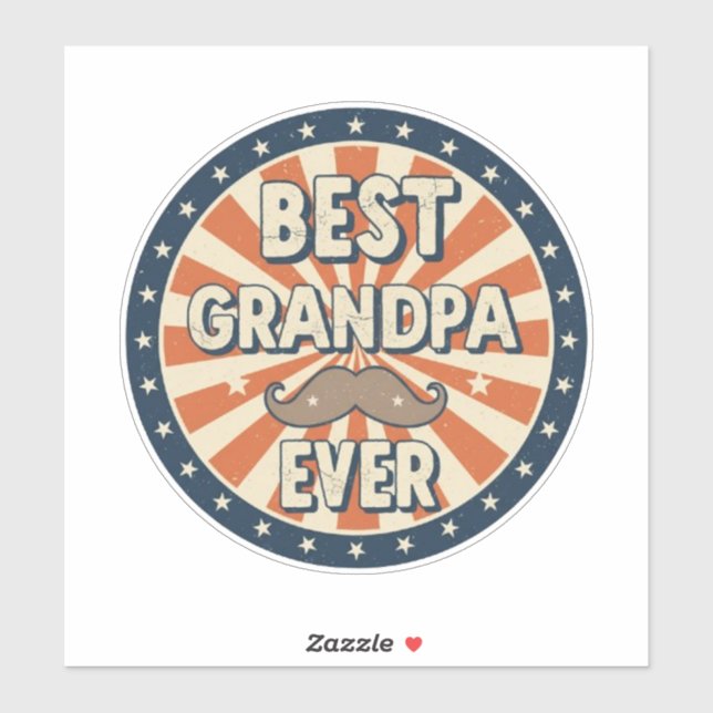 Best grandpa ever retro badge aufkleber (Blatt)