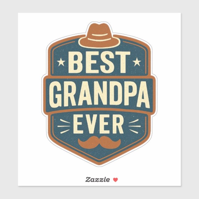 Best grandpa ever retro badge aufkleber (Blatt)