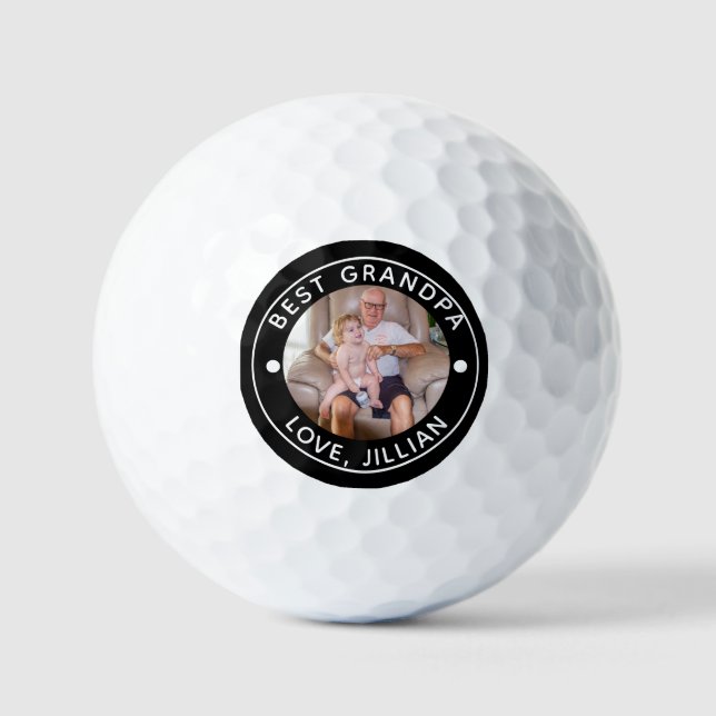 BEST GRANDPA NACH PAR-Foto-Monogramm Golfball (Vorderseite)