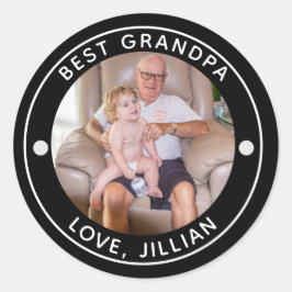 BEST GRANDPA NACH PAR-Foto-Monogramm Runder Aufkleber