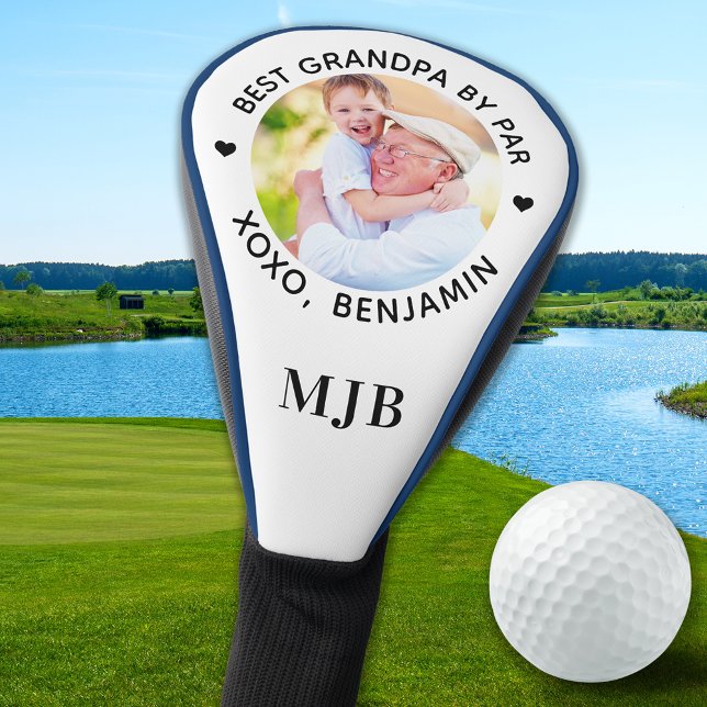 BEST GRANDPA VON PAR Custom Foto Modernes Monogram Golf Headcover (Von Creator hochgeladen)