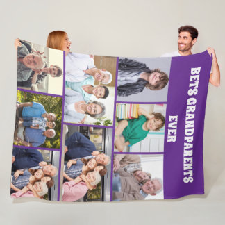 Best Grandparents Ever 8Photo Collage Chic purple Fleecedecke
