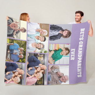 Best Grandparents Ever 8Photo Collage Chic purple Fleecedecke