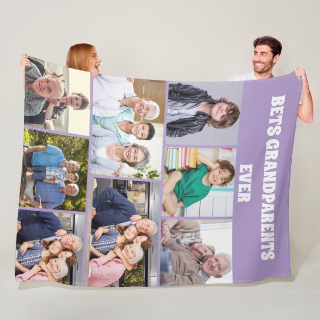 Best Grandparents Ever 8Photo Collage Chic purple Fleecedecke (Beispiel)