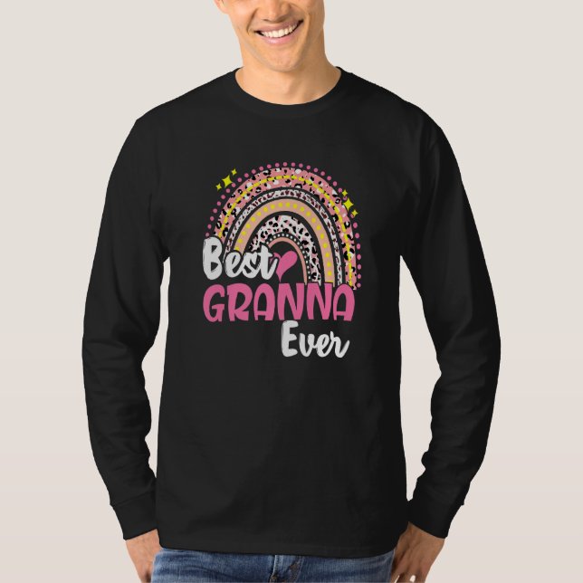 Best Granna Ever Funny Pink Leopard Regenbogenmutt T-Shirt (Vorderseite)