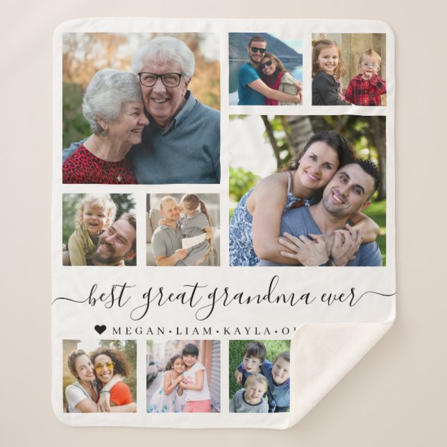 Best Great Grandma Ever 10 Photo Collage  Sherpadecke (Vorderseite)