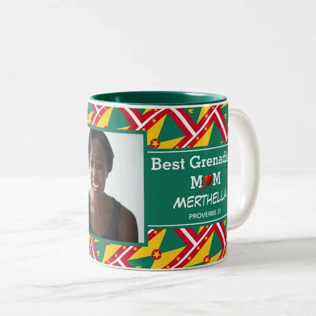 BEST GRENADIAN MAMA Personalisiertes Foto Zweifarbige Tasse (VorderseiteRechts)