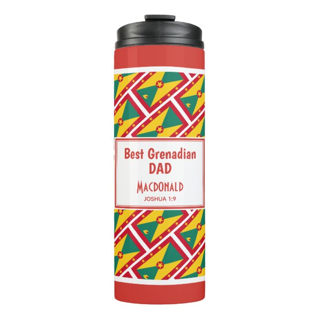 BEST GRENADIAN VATER Grenada Flag Maßgeschneiderte Thermosbecher (Vorderseite)