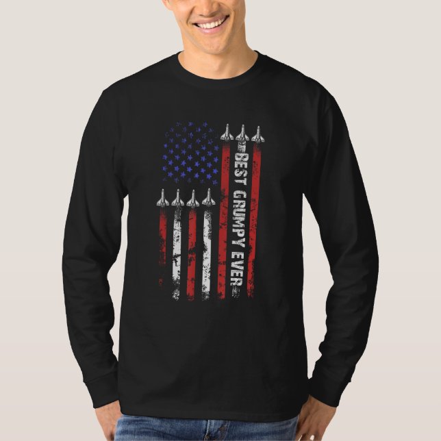 Best Grumpy Ever With US American Flag  Fathers Da T-Shirt (Vorderseite)