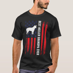 Best Heeler Grandpa American Flag Australian Cattl T-Shirt