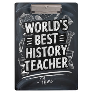 Best History Teacher Chalkboard Design Klemmbrett