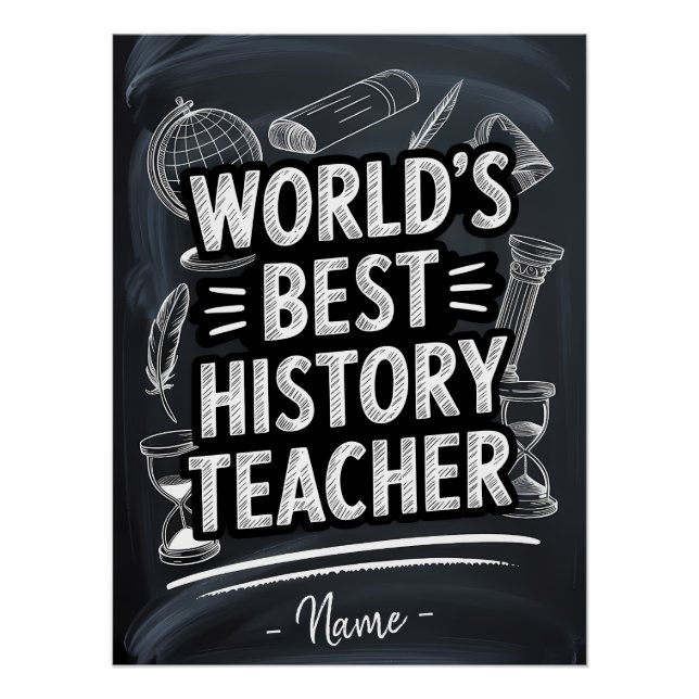 Best History Teacher Chalkboard Design Poster (Vorderseite)