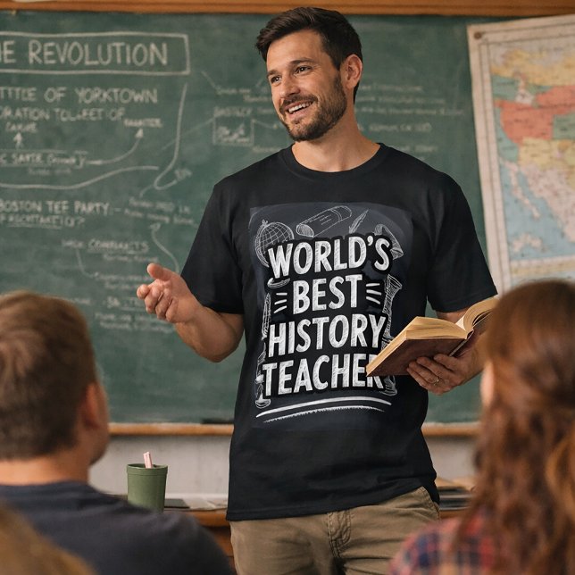 Best History Teacher Chalkboard Design T-Shirt (Von Creator hochgeladen)
