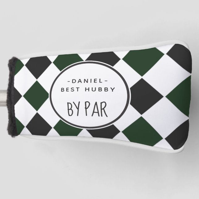 Best Hubby von Par Green Kariert Golf Headcover (Vorderseite)
