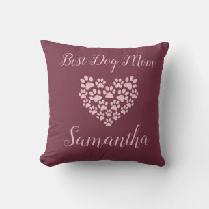 Best Hund Mama Personalisiert Throw Pillow Maroon Kissen