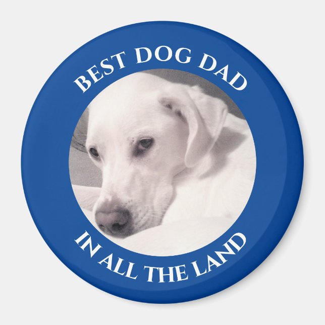 Best Hund Vater Foto Niedlich Weiße Welpe Hunde Bl Magnet (Vorne)
