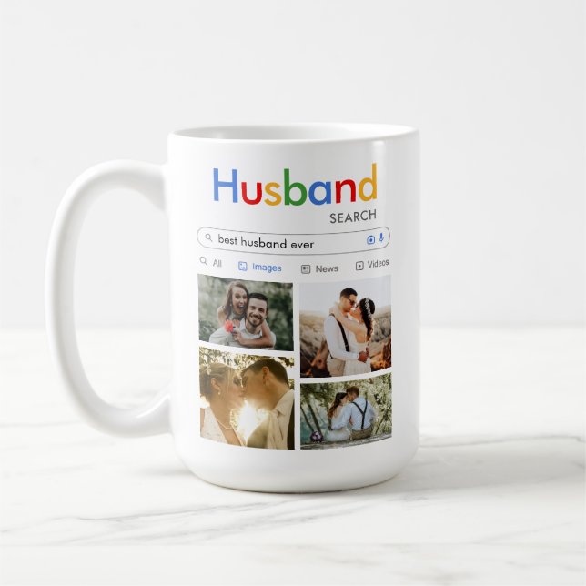 Best Husband Ever Funny Search | 4 FotoCollage Kaffeetasse (Links)