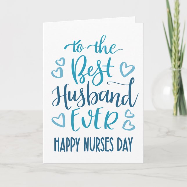 Best Husband je Nurses Day Typografie in Blue Karte (Vorderseite)