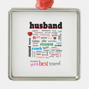 Best Husband Word Cloud Silbernes Ornament
