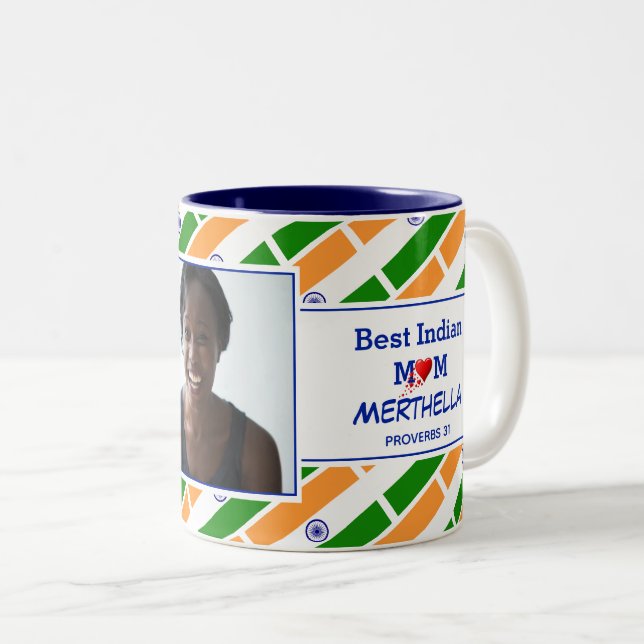 BEST INDIAN MAMA PERSONALISIERTES FOTO ZWEIFARBIGE TASSE (VorderseiteRechts)