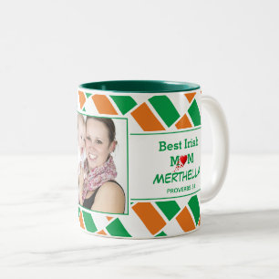 BEST IRISH MUM Personalisiertes Foto FLAG IRLAND Zweifarbige Tasse