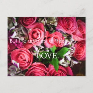 Best ist Liebe Pink Roses Bouquet Postcard Postkarte