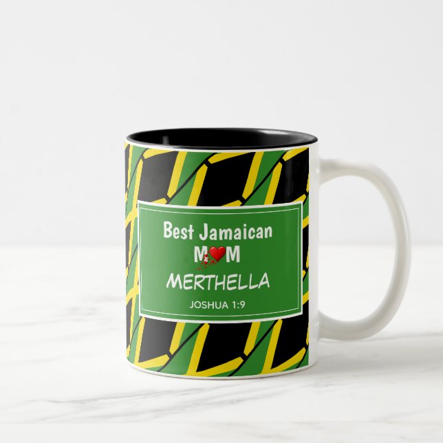 BEST JAMAICAN MAMA Personalisiert Jamaica Flagge Zweifarbige Tasse (Rechts)