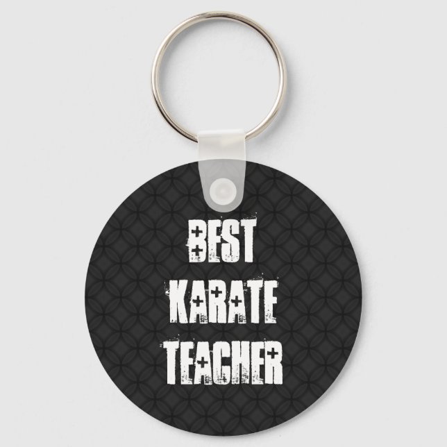 Best Karate Teacher Black and White Grunge Geschen Schlüsselanhänger (Vorderseite)