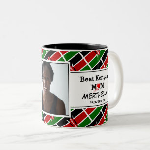 BEST KENYAN MAMA Personalisiert KENYA FLAG Foto Zweifarbige Tasse