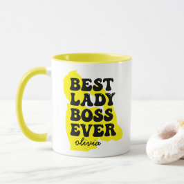 Best Lady Boss je Retro Gelbe Individuelle Name Ta Tasse