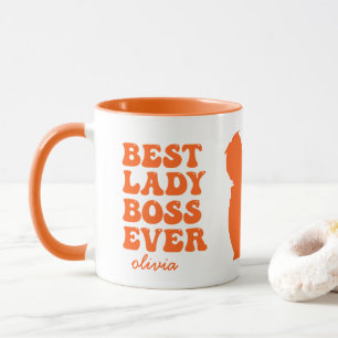 Best Lady Boss je Retro Orange Individuelle Name Tasse