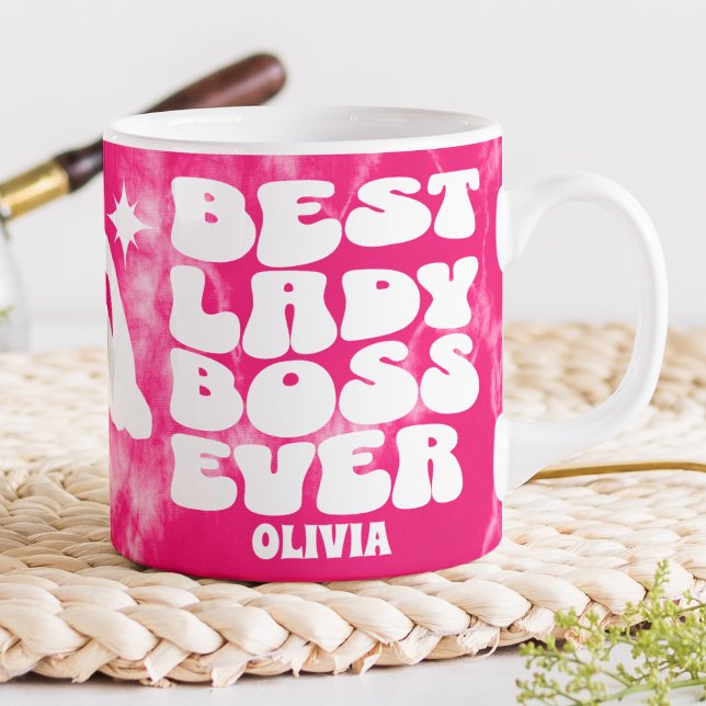 Best Lady Boss je Retro Pink Gefärbte Krawatte Cus Jumbo-Tasse (Von Creator hochgeladen)