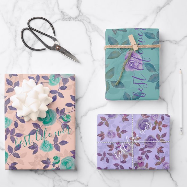 Best life ever text Customize Geschenkpapier Set (Vorderseite)