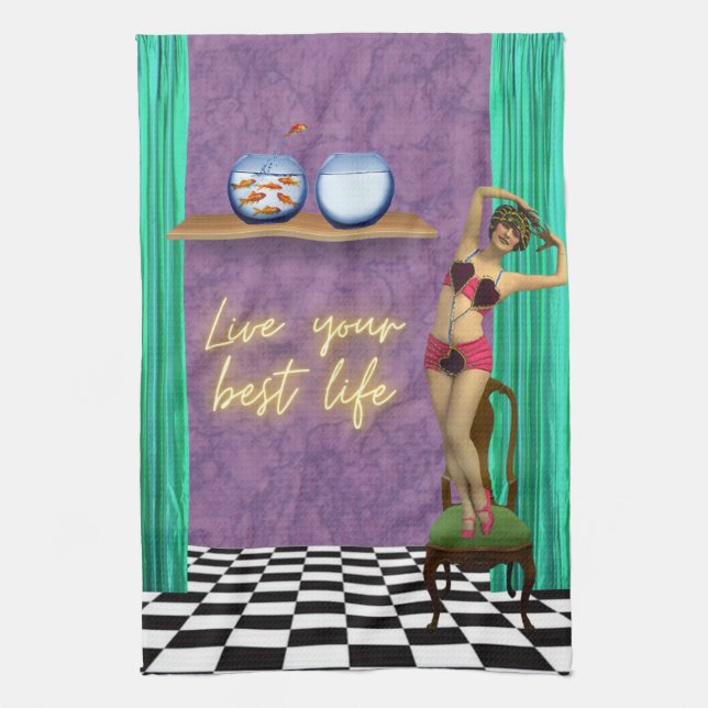 Best Life Funky Vintag Kitsch Geschirrtuch (Vertikal)