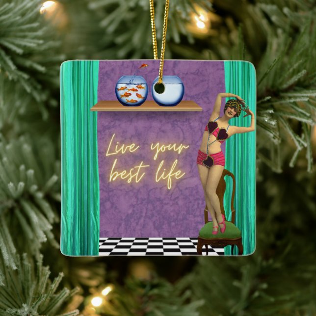 Best Life Funky Vintag Kitsch Keramikornament (Baum)