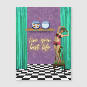 Best Life Funky Vintag Kitsch Magnetkarte