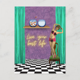 Best Life Funky Vintag Kitsch Postkarte