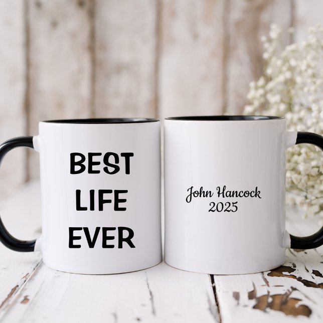 Best Life je Taufe Schwarz-Weiß Tasse (Von Creator hochgeladen)