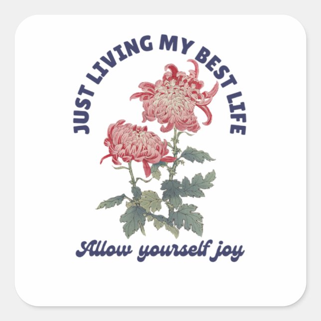 Best Life Quadratischer Aufkleber (Vorderseite)