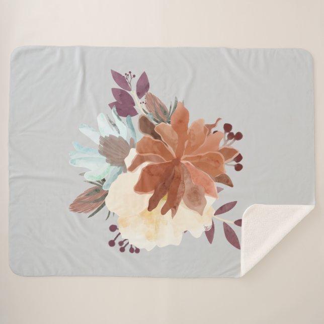 Best Luxury stilvolle Aquarell floral Sherpadecke (Vorderseite (Horizontal))
