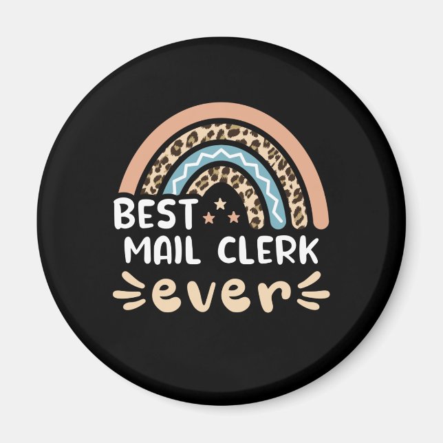 Best Mail Clerk jemals Leopard Rainbow Gift Mama Magnet (Vorne)
