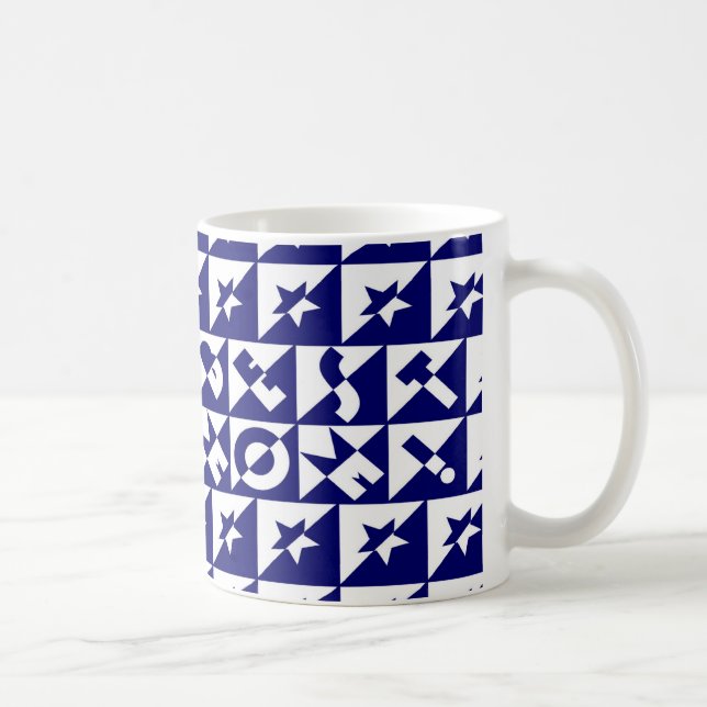 Best Mama Blue mit White Pattern and Stars Tasse (Rechts)