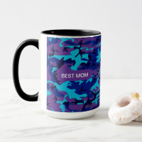 Best Mama Camouflage Dark Blue & Lila Pattern