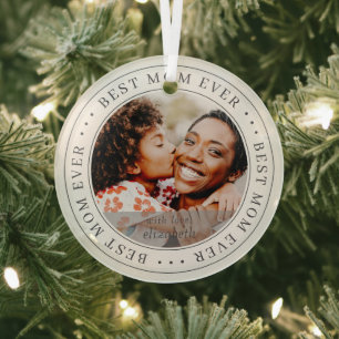 Best Mama Ever Classic Simple Foto Ornament Aus Glas