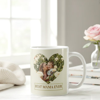Best Mama Ever Custom Photo Heart Elegant mug  Kaffeetasse