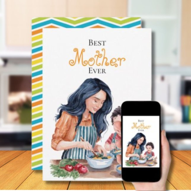 Best Mama Ever Mother & Child Watercolor Kunst, Di Karte (Von Creator hochgeladen)